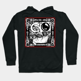 Pug Dog Cerberus - Red Outlined Version Hoodie